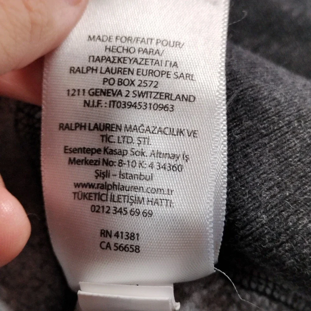 Polo Ralph Lauren Mens Full Zip Hoodie Gray Heather Waffle Lined L‎